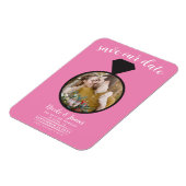 Bubblegum Roze Trouwring Foto Save the Date Magneet (Linkerzijde)