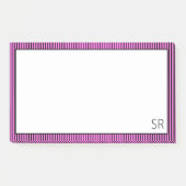 Bubblegum Roze Zwart Gestreepte Rand | Monogram Post-it® Notes (Voorkant)