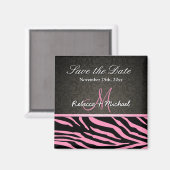 Bubblegum Roze & Zwart Zebra Strepen Save the Date Magneet (Voorkant / Achterkant)
