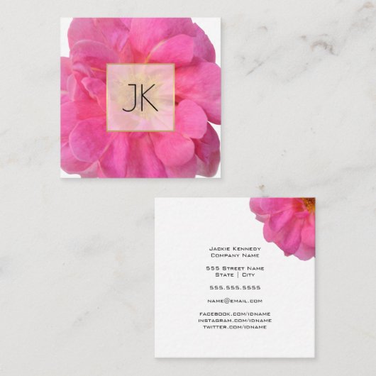 Bubblegum Snoep Roze Rose Vierkante Visitekaartje (Voorkant / Achterkant)
