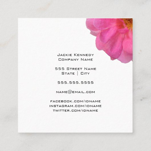 Bubblegum Snoep Roze Rose Vierkante Visitekaartje (Achterkant)