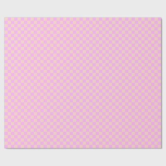 Bubblegum & Soft Peach Checkerboard Cadeaupapier (Vlak)