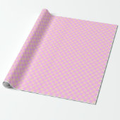 Bubblegum & Soft Peach Checkerboard Cadeaupapier (Uitgerold)