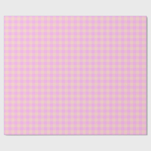 Bubblegum & Soft Peach Gingham Wrapping Paper Cadeaupapier (Vlak)