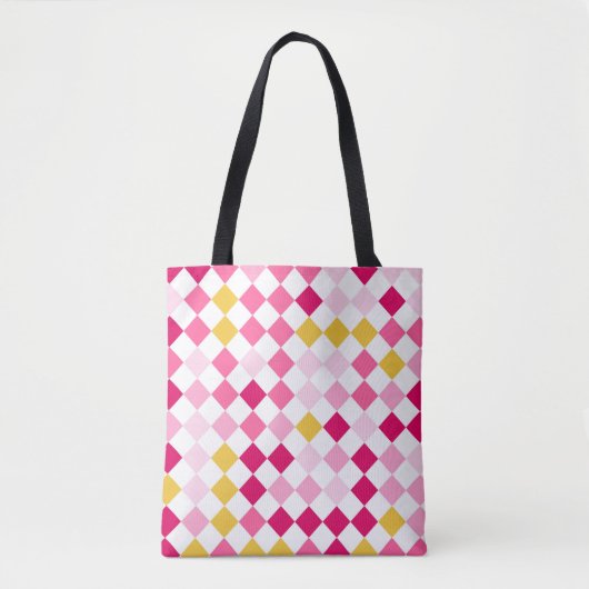 Bubblegum Sunrise Harlequin Tote Bag (Voorkant)