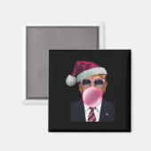 Bubblegum Trump Blaast Bubble Gum Kerst Roze Magneet (Voorkant / Achterkant)