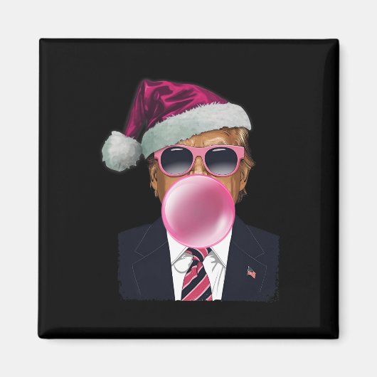 Bubblegum Trump Blaast Bubble Gum Kerst Roze Magneet (Voorkant)