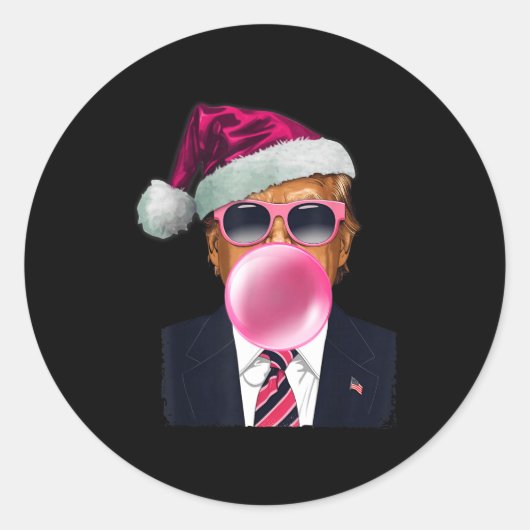 Bubblegum Trump Blowing Bubble Gum Christmas Nk Tr Ronde Sticker (Voorkant)
