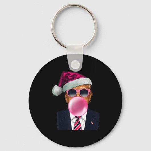 Bubblegum Trump Blowing Bubble Gum Christmas Nk Tr Sleutelhanger (Voorkant)