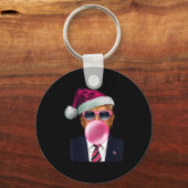 Bubblegum Trump Blowing Bubble Gum Christmas Nk Tr Sleutelhanger (Voorkant)