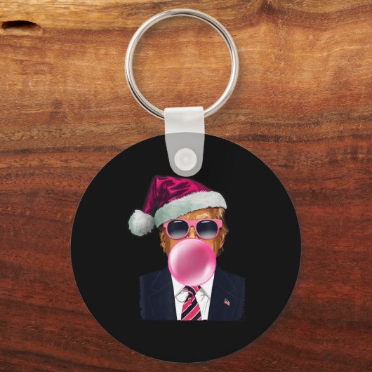 Bubblegum Trump Blowing Bubble Gum Christmas Nk Tr Sleutelhanger (Voorkant)