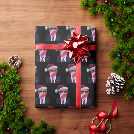 Bubblegum Trump Blowing Bubble Gum Christmas Pink Cadeaupapier (Feestdagen Geschenken)