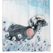 Bubblegum Waterverf Pygmy mama - Baby GetYerGoat™ Douchegordijn (Voorkant)