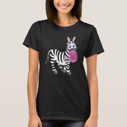 Bubblegum Zebra Cute Zoo Animal T-shirt (Voorkant)
