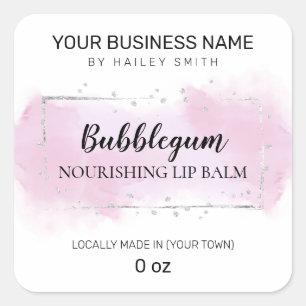 Bubblegumaroma Paarse en zilverlippenglam Vierkante Sticker