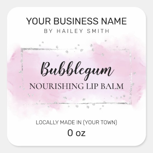 Bubblegumaroma Paarse en zilverlippenglam Vierkante Sticker (Voorkant)
