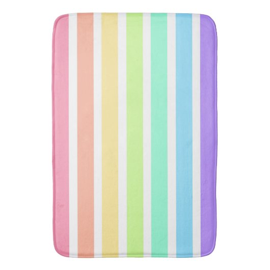 Bubblegumregenboog en witte strepen badmat (Voorkant Verticaal)