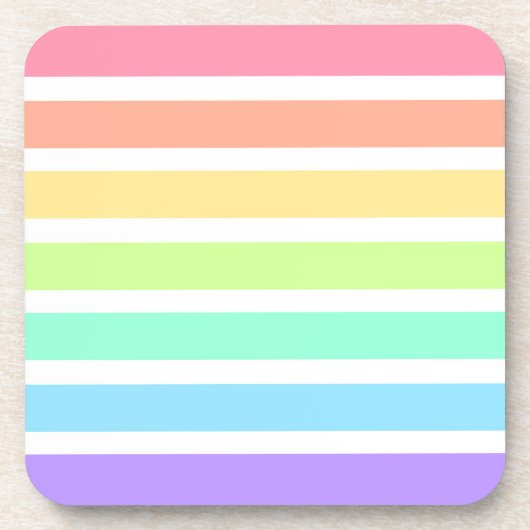 Bubblegumregenboog en witte strepen bier onderzetter (Voorkant)