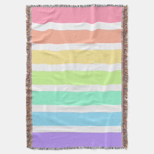 Bubblegumregenboog en witte strepen deken (Voorkant Verticaal)