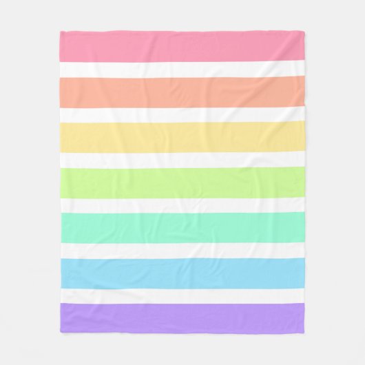 Bubblegumregenboog en witte strepen fleece deken (Voorkant)