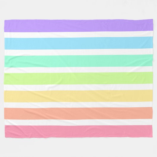Bubblegumregenboog en witte strepen fleece deken (Voorkant (Horizontaal))