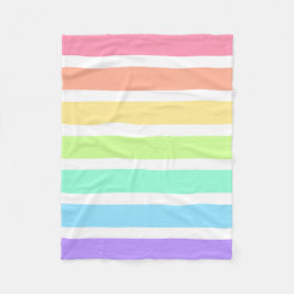 Bubblegumregenboog en witte strepen fleece deken