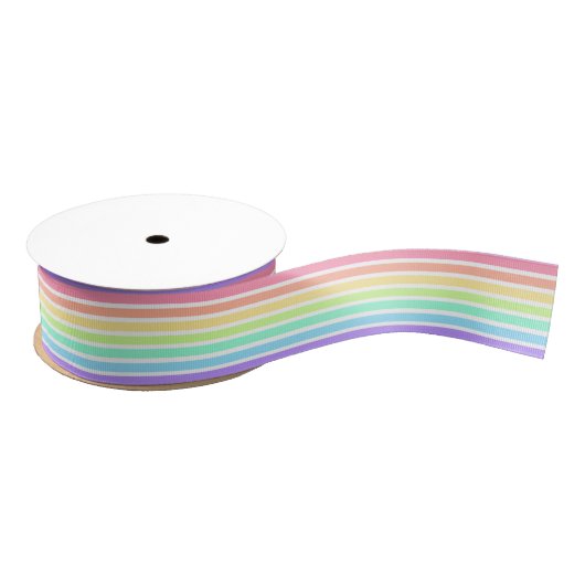 Bubblegumregenboog en witte strepen grosgrain lint (Spoel)