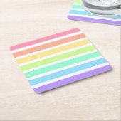 Bubblegumregenboog en witte strepen kartonnen onderzetters (Schuin)