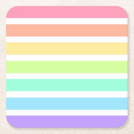 Bubblegumregenboog en witte strepen kartonnen onderzetters