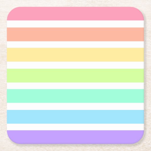 Bubblegumregenboog en witte strepen kartonnen onderzetters (Voorkant)