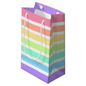 Bubblegumregenboog en witte strepen klein cadeauzakje (Voorkant Gekanteld)