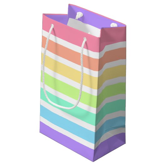 Bubblegumregenboog en witte strepen klein cadeauzakje (Achterkant Gekanteld)