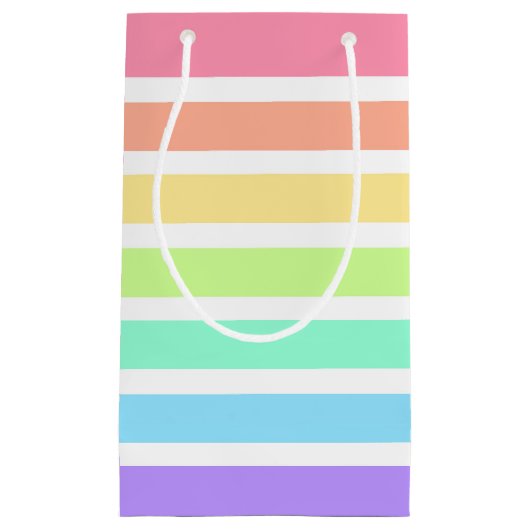 Bubblegumregenboog en witte strepen klein cadeauzakje (Voorkant)