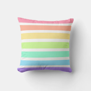 Bubblegumregenboog en witte strepen kussen