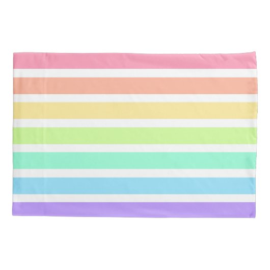 Bubblegumregenboog en witte strepen kussensloop (Achterkant)