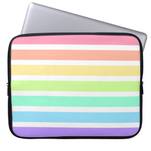 Bubblegumregenboog en witte strepen laptop sleeve