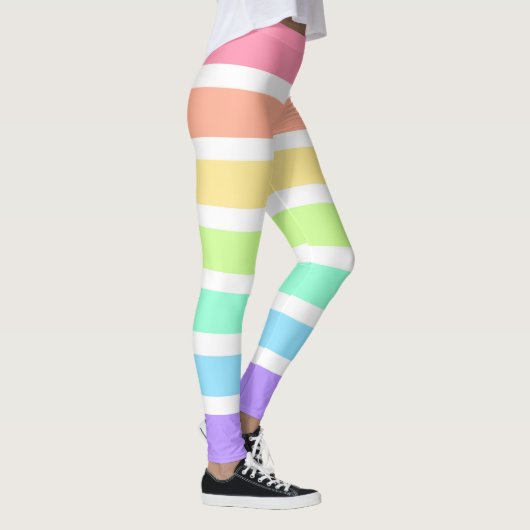 Bubblegumregenboog en witte strepen leggings (Rechts)