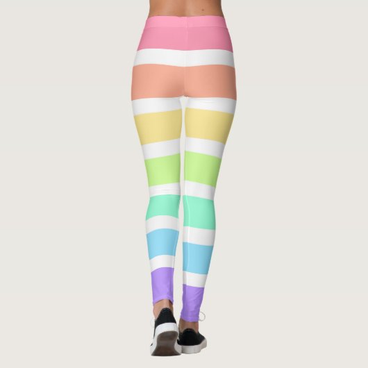 Bubblegumregenboog en witte strepen leggings (Achterkant)