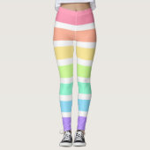 Bubblegumregenboog en witte strepen leggings (Voorkant)