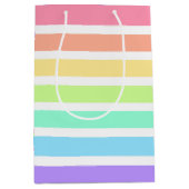 Bubblegumregenboog en witte strepen medium cadeauzakje (Voorkant)