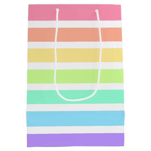 Bubblegumregenboog en witte strepen medium cadeauzakje (Achterkant)