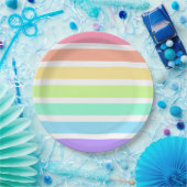 Bubblegumregenboog en witte strepen papieren bordje (Feest)