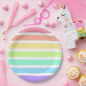Bubblegumregenboog en witte strepen papieren bordje (Feest)
