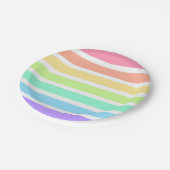 Bubblegumregenboog en witte strepen papieren bordje (Gekanteld)