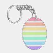 Bubblegumregenboog en witte strepen sleutelhanger (Voorkant Links)