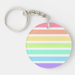 Bubblegumregenboog en witte strepen sleutelhanger
