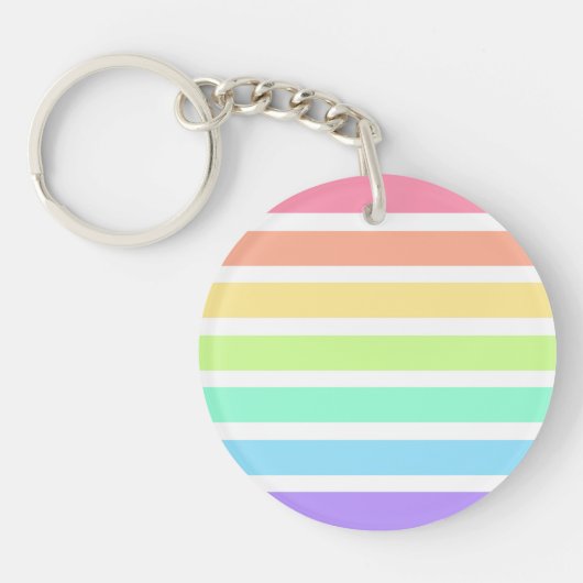 Bubblegumregenboog en witte strepen sleutelhanger (Voorkant)