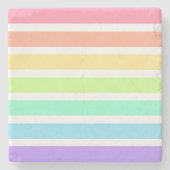 Bubblegumregenboog en witte strepen stenen onderzetter (Voorkant)