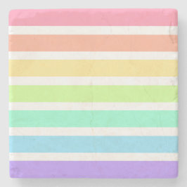 Bubblegumregenboog en witte strepen stenen onderzetter