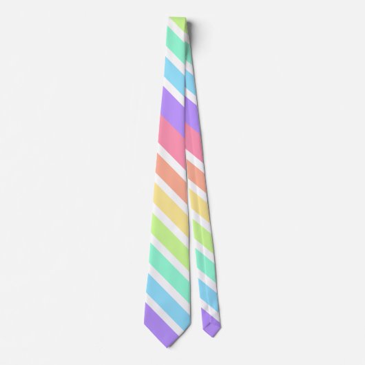 Bubblegumregenboog en witte strepen stropdas (Voorkant)